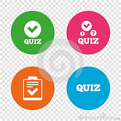 Quiz icons. Checklist with check mark symbol. Vector Illustration