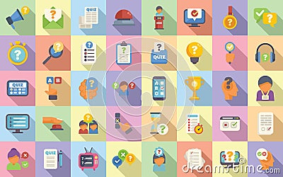 Quiz icons set flat vector. Poll exam Vector Illustration