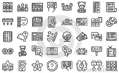 Quiz icons set outline vector. Bubble poll Vector Illustration