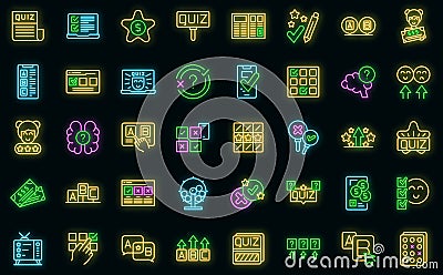 Quiz icons set outline vector. Bubble poll vector neon Vector Illustration