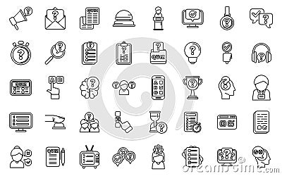 Quiz icons set outline vector. Poll exam Vector Illustration