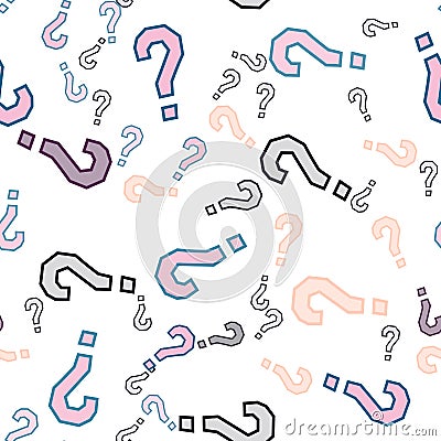 Quiz seamless pattern. Question marks, doubt, faq Vector Illustration