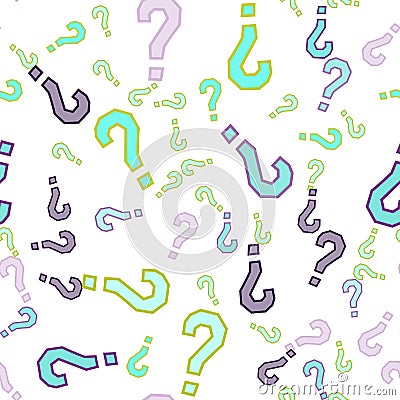Quiz seamless pattern. Question marks, doubt, faq Vector Illustration