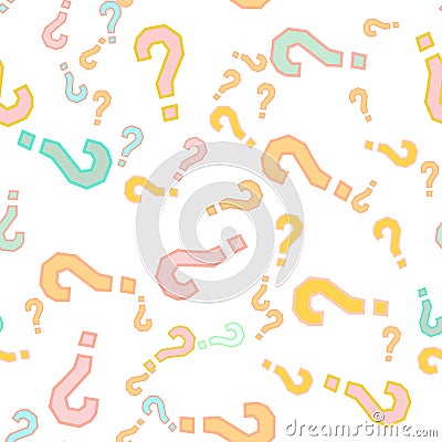 Quiz seamless pattern. Question marks, doubt, faq Cartoon Illustration