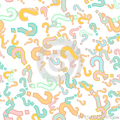 Quiz seamless pattern. Question marks, doubt, faq Vector Illustration