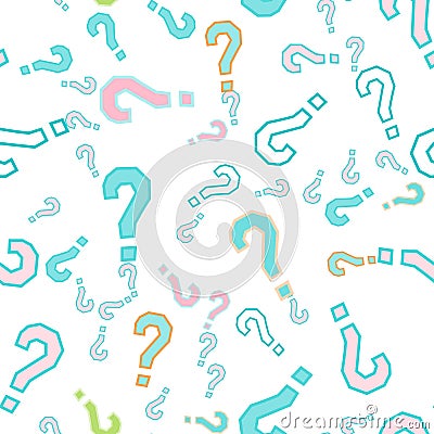 Quiz seamless pattern. Question marks, doubt, faq Vector Illustration