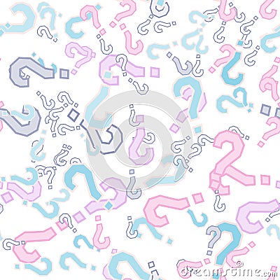 Quiz seamless pattern. Question marks, doubt, faq Vector Illustration