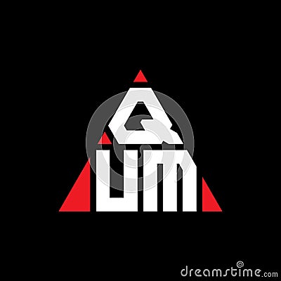 QUM triangle letter logo design with triangle shape. QUM triangle logo design monogram. QUM triangle vector logo template with red Vector Illustration