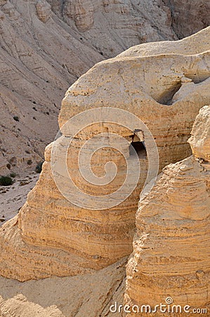 Qumran cave (Dead Sea scrolls) Stock Photo