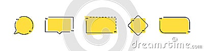 Quotation frame box vector illustration. Quote mark symbol icon set. Quoted text bubble shape isolated sign. Black quote textbox Cartoon Illustration