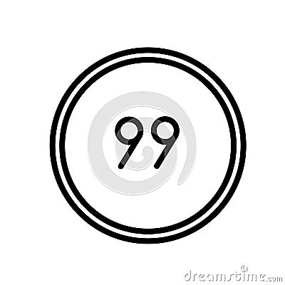 Quotation mark inside a circle icon vector sign and symbol isolated on white background, Quotation mark inside a circle logo Vector Illustration
