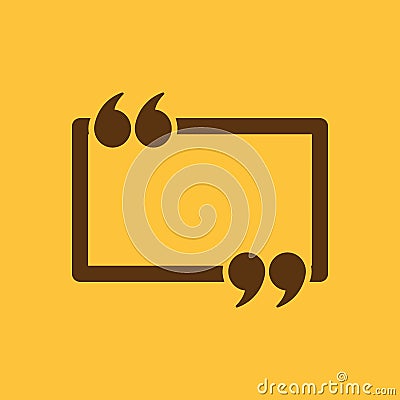 The Quotation Mark Speech Bubble icon. Quotes, citation, opinion symbol. Flat Vector Illustration