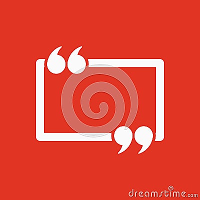 The Quotation Mark Speech Bubble icon. Quotes, citation, opinion symbol. Vector Illustration