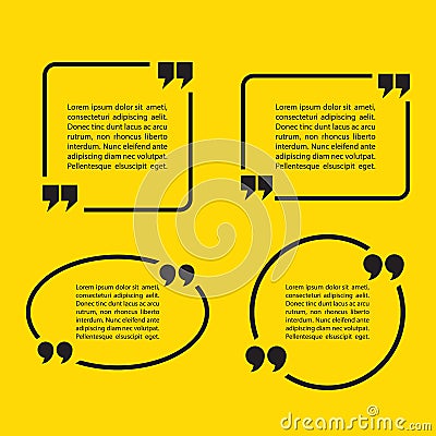 Quotation Mark Speech Bubbles. Set of quote sign icons. Vector Illustration