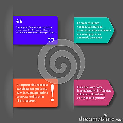 Quotation and notice 3d vector bookmarks Vector Illustration