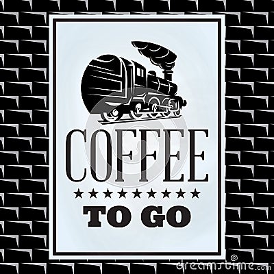 Quotation on a theme of coffee on white board and black brick wall Vector Illustration