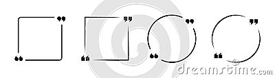 Quote box and circle. Quote frame with commas. Round and square box template. Quotation message mockup. Speech bubble frame Vector Illustration