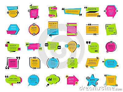 Quote bubbles. Texting marks decoration frame boxes text balloons tags vector collection Vector Illustration