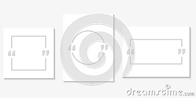 Quote frames blank templates set. Motivation quote. Text in brackets. Empty speech bubbles. Texbox tmplate set. Vectr graphic Vector Illustration