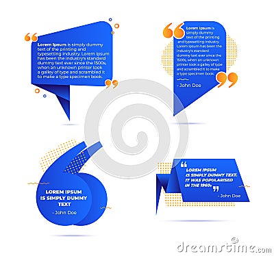 Quote Frames Set. Modern Collection of Speech Bubbles Boxes Templates. Concept Posters Badges Creative Banners Vector Illustration