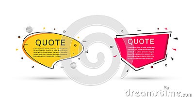 Quote frames templates. Speech bubble textbox. Flat design. Vector Vector Illustration