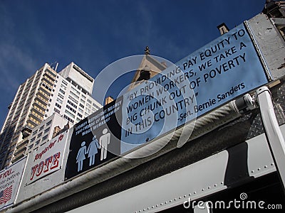 Bernie Sanders Quote, Women`s March, NYC, NY, USA Editorial Stock Photo