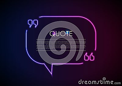 Quote speech bubble abstract laser neon frame background Vector Illustration