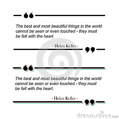 Quote text box frame. Quotation comment speech message texting template. Motivation memo Vector Illustration