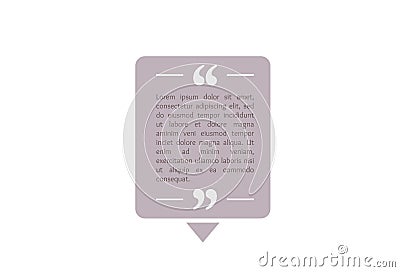 Quote text box, rectangle bubble for comment, mark design. Quotation banner template in flat modern style. Vector Vector Illustration