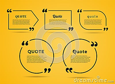 Quote text bubble. Commas, note, message and Vector Illustration