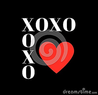 Quote: XOXO hugs and kisses in typography Stock Photo