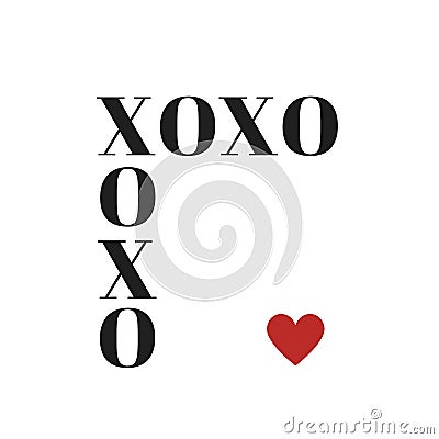 Quote: XOXO hugs and kisses in typography Stock Photo