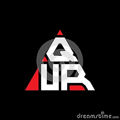QUR triangle letter logo design with triangle shape. QUR triangle logo design monogram. QUR triangle vector logo template with red Vector Illustration