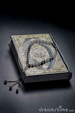 Quran Book and Subha Stock Photo