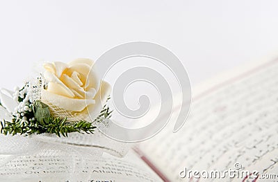 Quran and the Rose Stock Photo