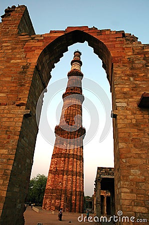 Qutab minar of Delhi. Stock Photo