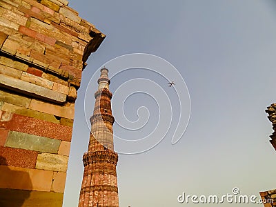 Qutb-Minar one of the most famous historical landmarks of India. Stock Photo