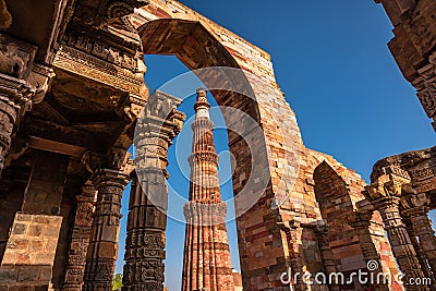 Qutub Minar at New Delhi,India Stock Photo