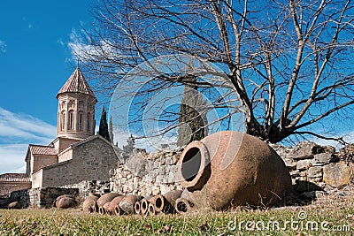 Qvevri, Georgian traditional jug for wine making near Stock Photo