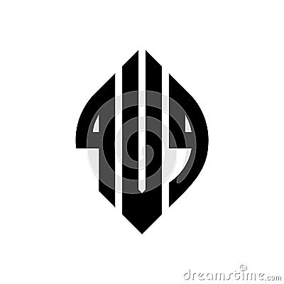 QVQ circle letter logo design with circle and ellipse shape. QVQ ellipse letters with typographic style. The three initials form a Vector Illustration