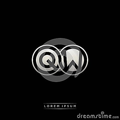 QW initial letter linked circle capital monogram logo modern template silver color version Vector Illustration