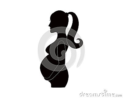 Pregnant woman line art logo templete Vector Illustration