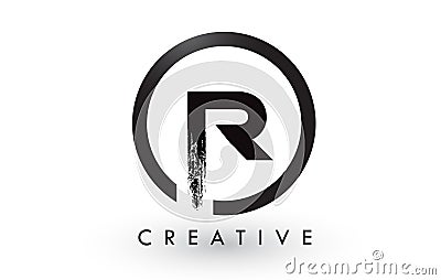 R Brush Letter Logo Design. Creative Brushed Letters Icon Logo. Vector Illustration