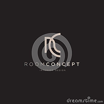 R C initial modern luxury monogram, elegant architecture logo template Vector Illustration