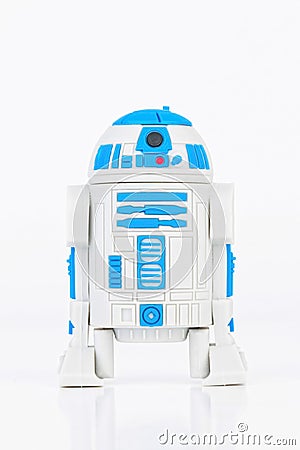 R2 D2 rubber mini figure from the Star Wars. Editorial Stock Photo