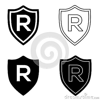 R icon vector set. symbol copyright icon vector set. trademark symbol. Vector Illustration