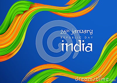 Abstract Tricolor banner with Indian flag for 26th January Happy Republic Day of India Vector Illustration