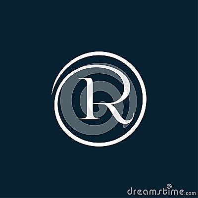 R initial letters loop linked circle monogram logo Vector Illustration