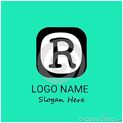 R Latter Logo, Logotype, Icon, Template Vector Logo Design With Aqua Colour background. Cartoon Illustration