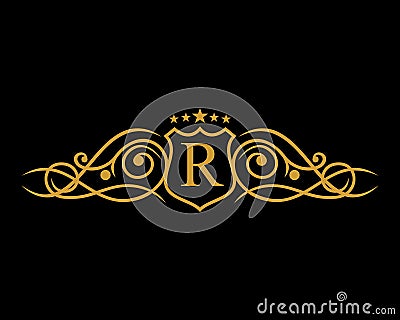 R letter initial with luxury crest Vector Illustration